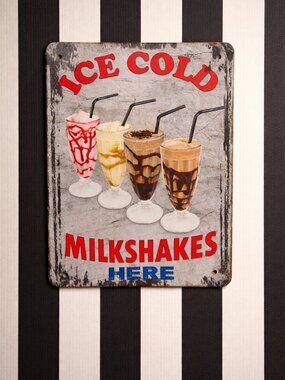 Milkshake Metal Sign Vintage Look